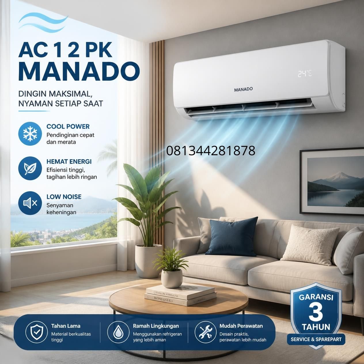 AC hemat listrik 1/2 PK Manado