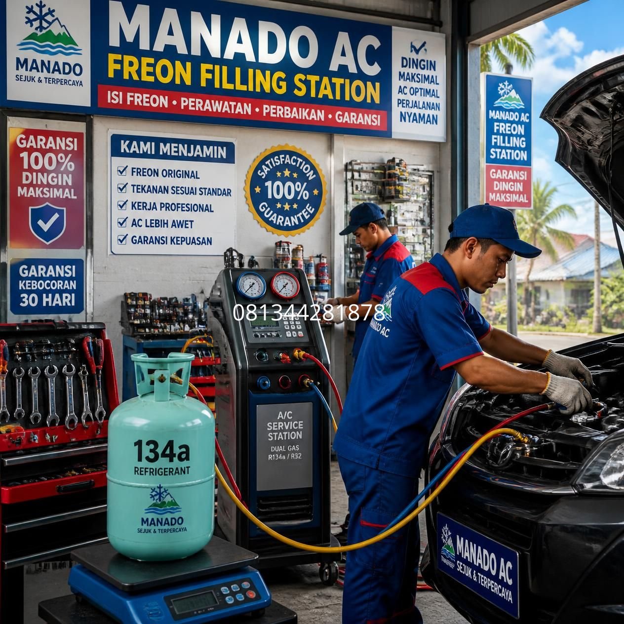 jasa isi freon AC Manado